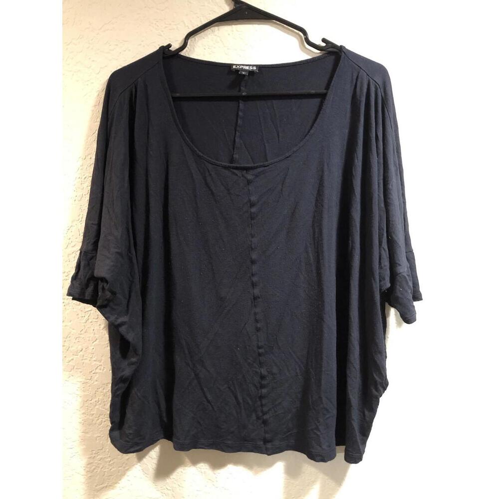 Express Women's Short Sleeve Blouse Plain Black Size L